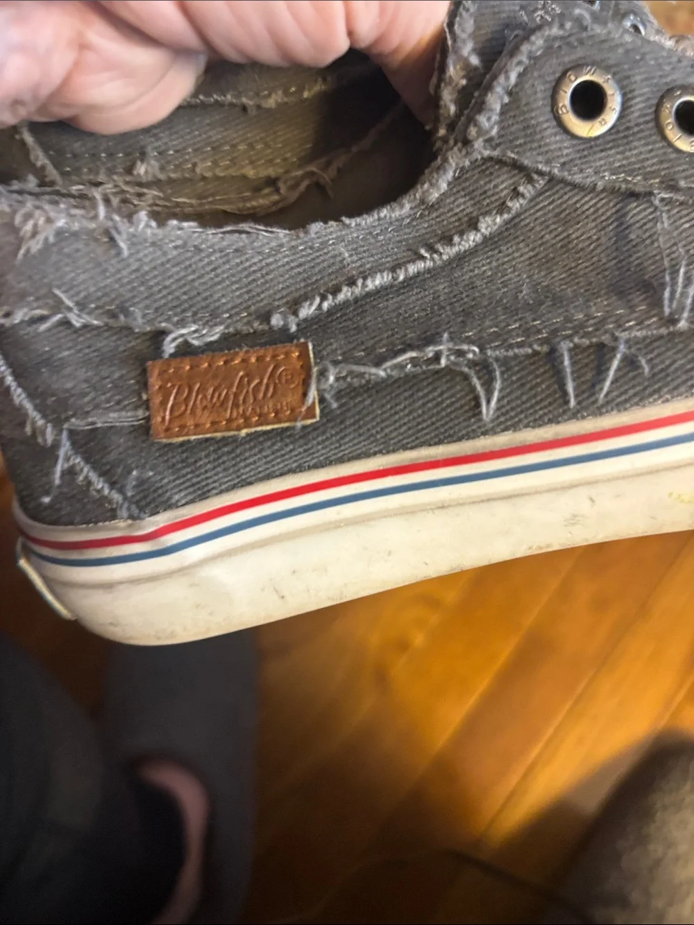 Frayed Low-Top Canvas Slip-On Sneakers - Gray - Picture 4 of 4